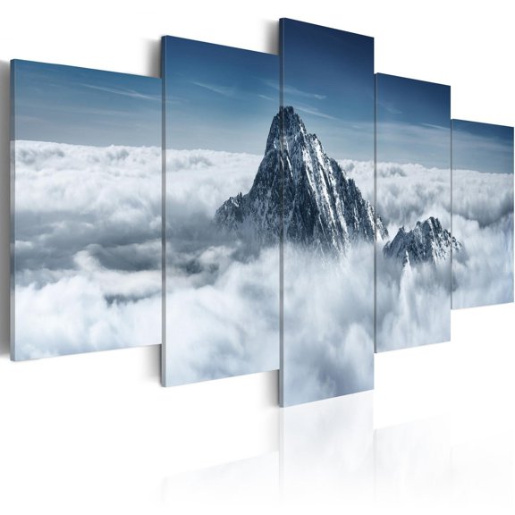 Tiptophomedecor Stretched Canvas Landscape Art - A Peak Rising Above The Clouds - Stretched & Framed Ready To Hang Art