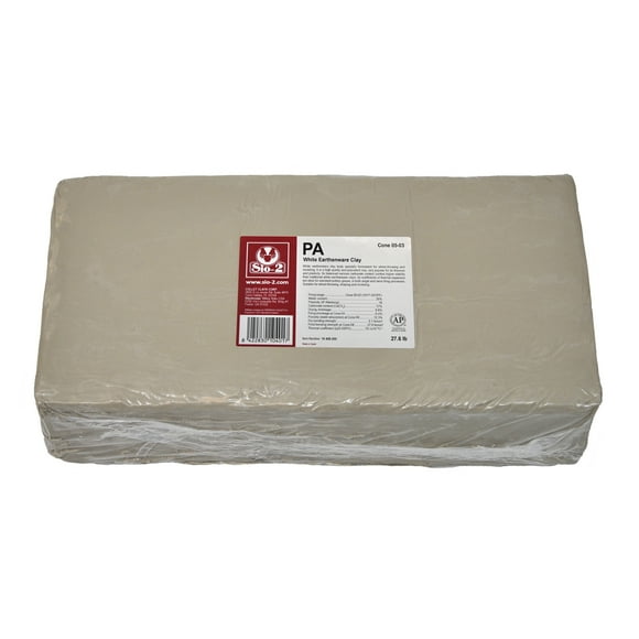 SIO-2 PA White Earthenware Ceramic Pottery Clay | 27.6 lb, Cone 05-03 | Low Fire Kiln-Fired Clay For Wheel-Throwing, Hand Building, Modelling - Create Pottery and Sculpted Artwork, Ready-To-Use