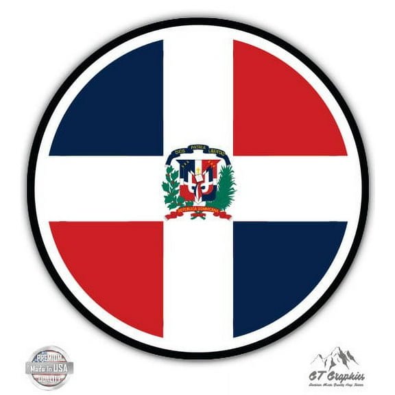 Dominican Republic Flag - 3" Vinyl Sticker - For Car Laptop I-Pad Phone Helmet Hard Hat - Waterproof Decal