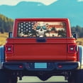 thumbnail image 4 of SEANATIVE Pickup Truck Rear Window Decal Perforated Vinyl See Through Graphic Sticker UV Protection Waterproof Patriotic Decor Fit Automotive Decals, Skull American Flag Palm Tree, 4 of 7