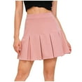 thumbnail image 2 of YUTK Women's Plus Size Stretch Skirt - Women Fashion Casual High Waist Ruffled Elastic Waist Short Skirt Pink M, 2 of 9