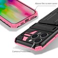thumbnail image 4 of Heavy Duty Case for iPhone 16 Pro Credit Card Slot Holder Kickstand Bracket Cover, Military Grade Dual-Layers Rugged PC Shockproof Anti-Scratches Lens Protection Case, Pink, 4 of 9