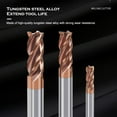 thumbnail image 6 of Gamvdout Carbide End Mill Bit - Tungsten Steel 4 Flute Sharp Corner Milling Cutter Bronze Coating - CNC Tool - for Aluminium Metal Roughing Finishing, 6 of 8