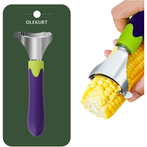Eggplant Shaped Corn Peeler, Magic Corn Stripper for Corn on the Cob Remover Tool, Cob Corn Stripper with Good Grips (Purple-Corn Scraper)