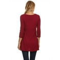 thumbnail image 4 of Women's Solid Basic Casual Side Button Trim Round Neck Blouse Shirt Tunic Top, 4 of 5