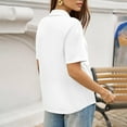 thumbnail image 4 of Qwertyu Women Polo Shirts Fitted Dressy Collared Short Sleeve Shirt Women V Neck Spring Business Office Work Blouses White S, 4 of 6