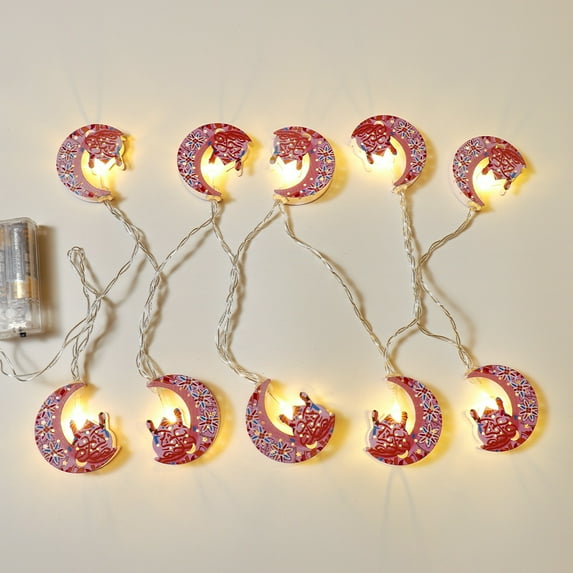 1Pcs 1.6 Meters 10 Lights Ramadan Decorative Lights,LED Muslim Ramadan Fairy Lights, Five-Pointed Star Moroccan Ball Lanterns