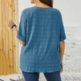 thumbnail image 4 of New Summer Arrivals Olyvenn Plus Size Tops for Women Textured Button Notched V Neck Short Sleeve 2025 Summer Tshirt Casual Blouse Sky Blue XXL, 4 of 5
