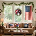 thumbnail image 5 of 4th of July Patriotic Wreath with Flag Ribbon, 17.72 Inch Red White Blue Rose and Eucalyptus Wreath, Festive Independence Day Decor for Front Door, Porch, Mantel and Holiday Celebrations, 5 of 7