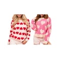 thumbnail image 3 of Niceyoeuk Women's Valentine's Day Knit Sweater Long Sleeve Round Neck Heart Embroidery Knitwear, 3 of 9