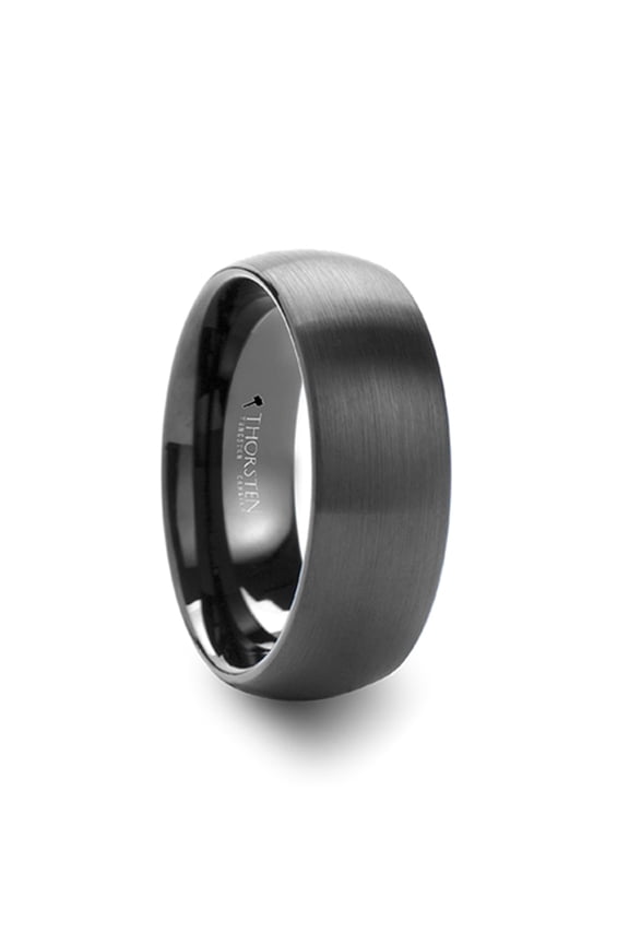 Raider Tungsten Black Wedding Band Domed Brush Finished