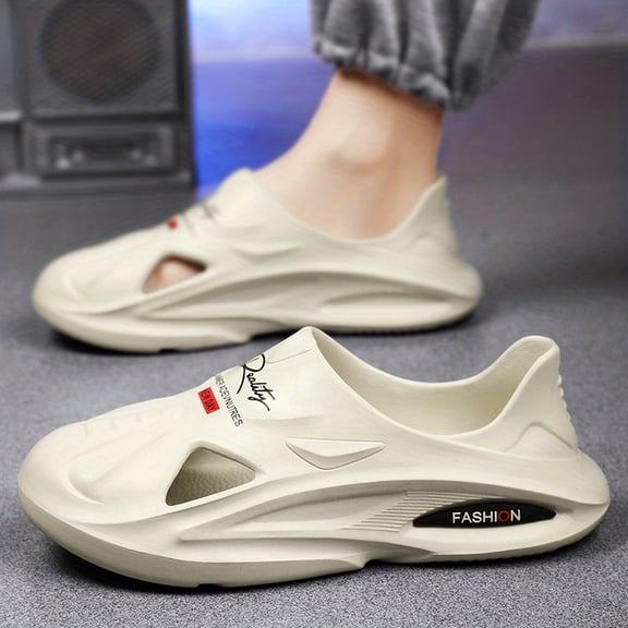 Men's Breathable Quick Dry Chunky Slip On Cut Out Sandals With Assorted Colors, Casual Outdoor Walking Shoes