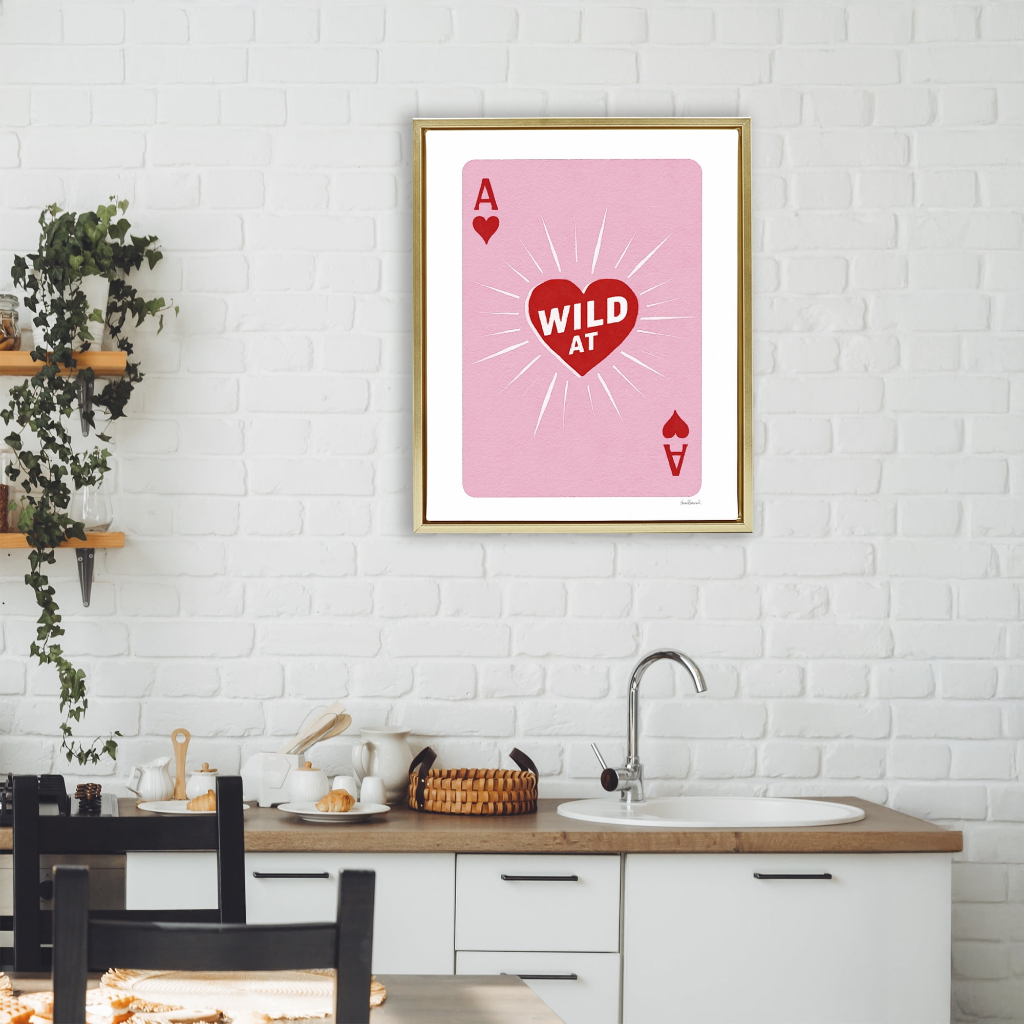 Wild At Heart Card Gold Framed Floater Canvas Wall Art, design by Amanda Greenwood