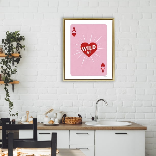Wild At Heart Card Gold Framed Floater Canvas Wall Art, design by