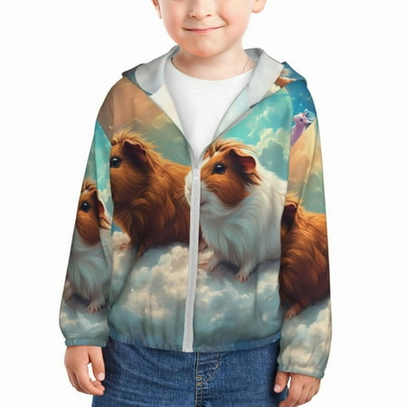 

Gaeub Cloud Guinea Pig Print Athletic Sun Protection Hoodie for Kids Long Sleeve Outdoor UV Shirt Running Fishing Top for Boys Girls-5 Years