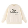 thumbnail image 3 of Eltusu Women Sweaters, Long Sleeve Crew Neck Long Sleeve Thermal Winter Tops Beige Size L, 3 of 6