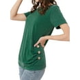 thumbnail image 5 of Women Solid Color Short Sleeve Button Decor Tops, 5 of 8