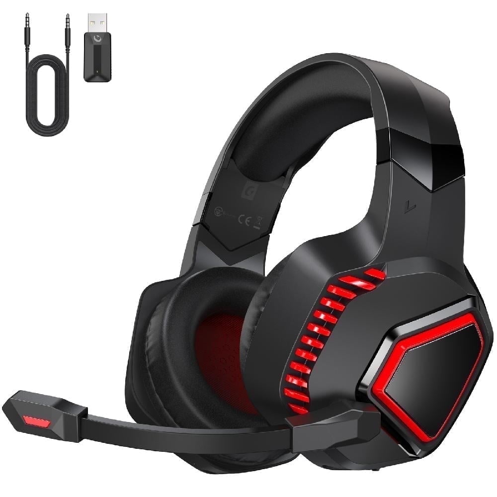 Ecomoment Wireless Gaming Headset 2.4G USB for PS5 Switch PC Mac,Bluetooth 5.2 Gaming Headphones with Mic,Game Headsets with 3.5mm Wired,Stereo Sound,40H Battery,Black