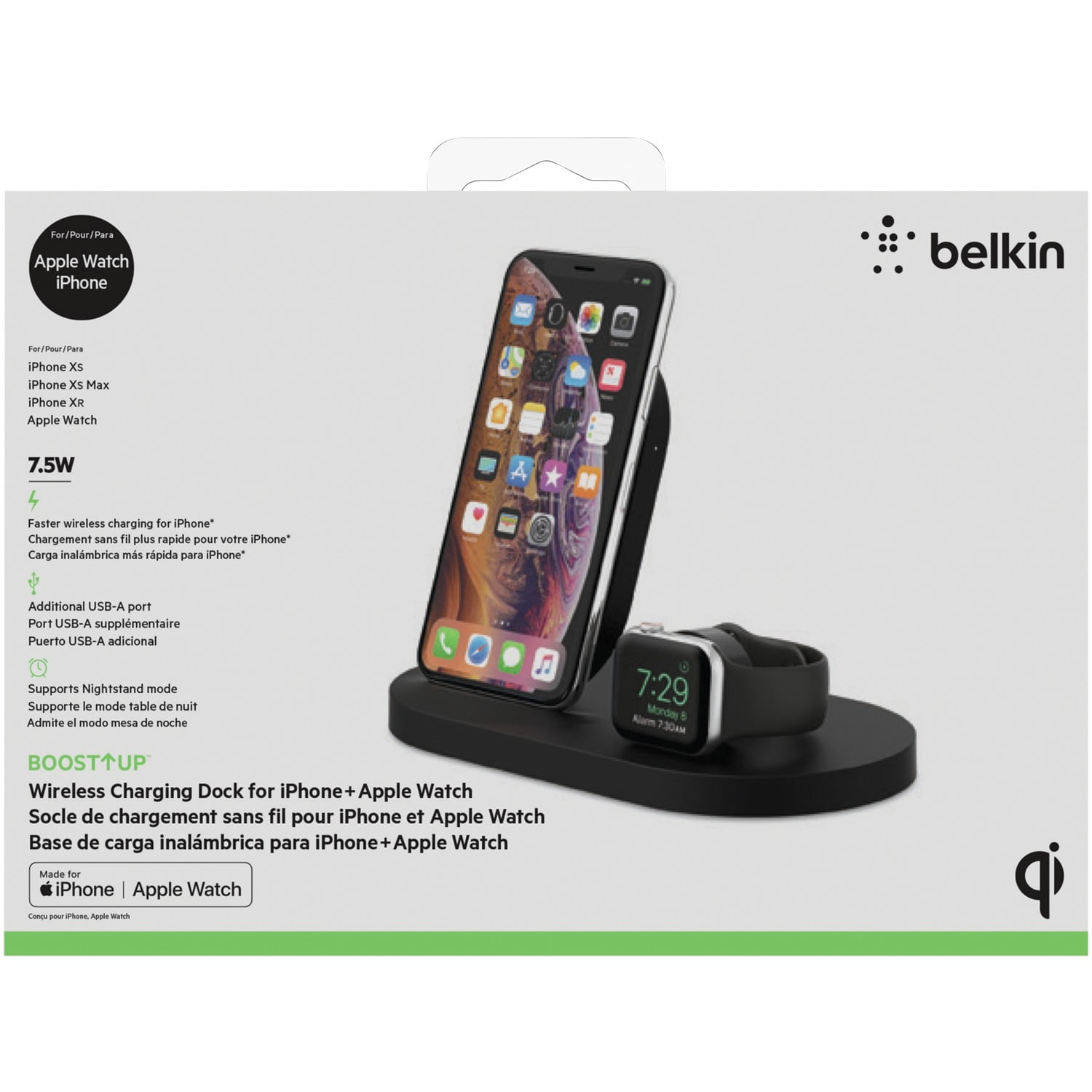 Boost Up Wireless Charging Dock For Iphone Apple Watch Usb A Port Black