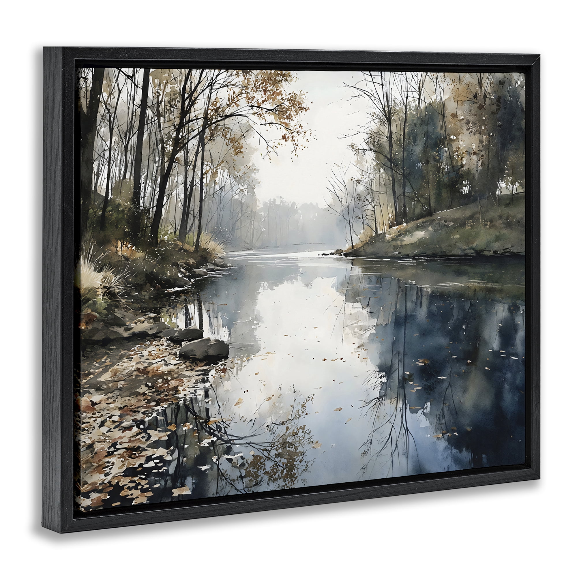 Stupell Industries Fall Lake Reflection Black Framed Floater Canvas Wall Art, design by Franklyn Gregory
