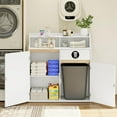 thumbnail image 6 of HOOBRO Double Trash Cabinet, 20 Gallon Freestanding Trash Can Cabinet, Removable Shelf & Anti-Tip Kit, Freestanding Kitchen Trash Storage Cabinet, White and Natural WN05LJ01, 6 of 9