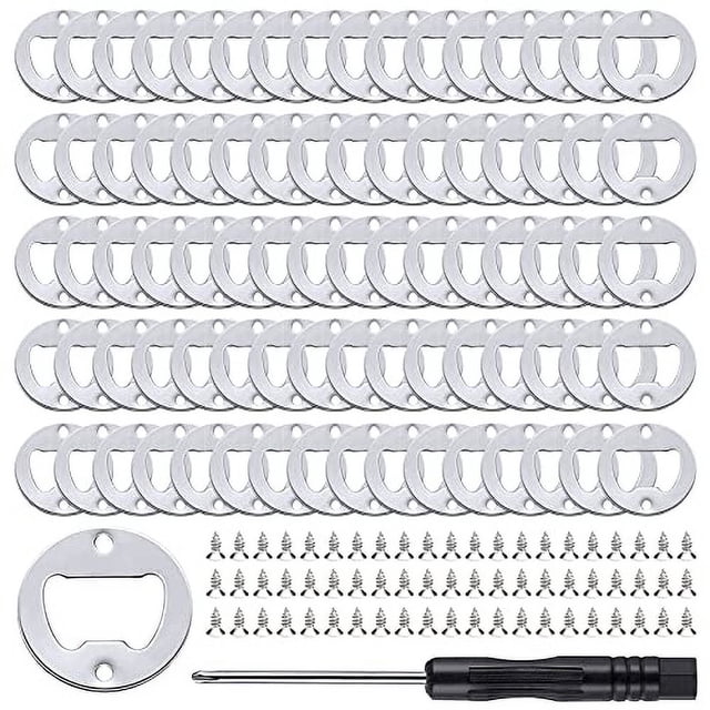Juego de 80 Kits de Inserción de Abrebotellas DIY, 80 Insertos de Abrebotellas a Prueba de Herrumbre + 160 Tornillos + Destornillador, Piezas de Hardware de Abrebotellas de Metal para Moldes de Resina