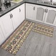 thumbnail image 3 of Boho Kitchen Mat Duo - Modern Farmhouse Rugs, Non-Skid, Absorbent Set of 2 - Moroccan Style, Ideal for Kitchen Decor, Accessories (Black 17x47+17x30), 3 of 7