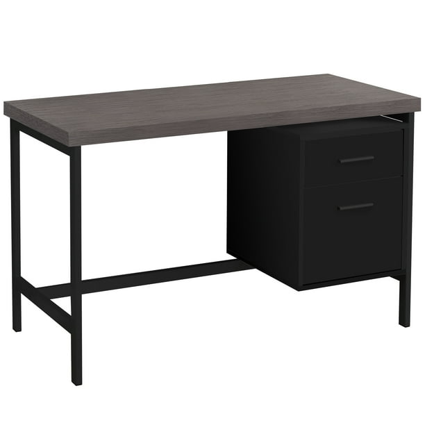 COMPUTER DESK 48"L / BLACK / GREY TOP / BLACK METAL
