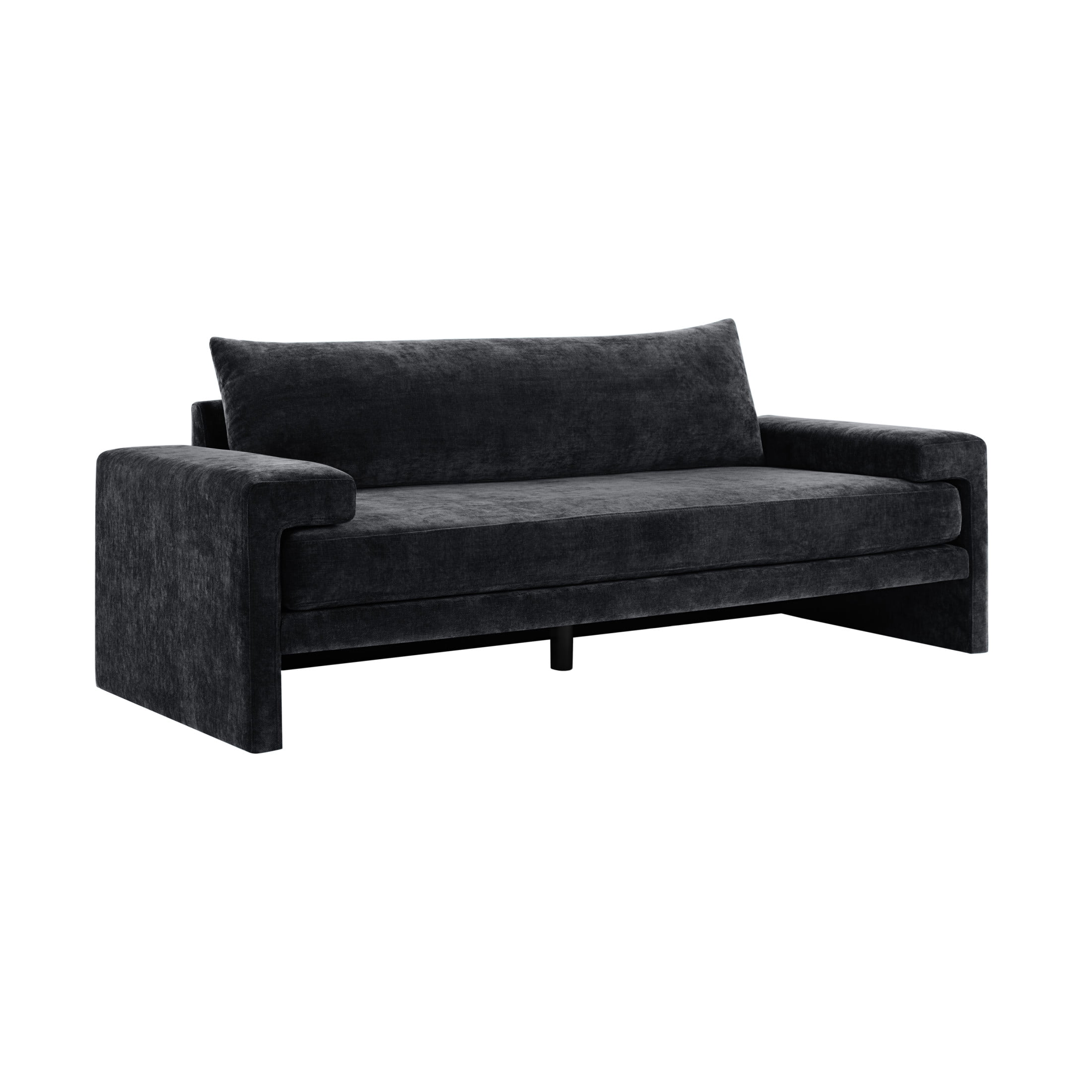 Christopher Knight Home 3-Seater Sofa with Chenille Upholstery, Wide Armrests, Thick Cushion, Black