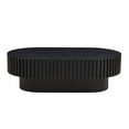 thumbnail image 7 of Hassch Oval Coffee Table, Modern Compact Living Room Center Table with Wood Veneer Surface & MDF Pedestal Base, Small Cocktail Table for Home or Lounge, 43.7"L x 24.8"W x 13.78"H, Black, 7 of 7