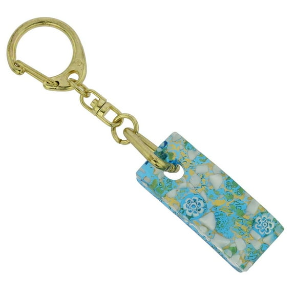 GlassOfVenice Murano Glass Colors Stick Keychain - Aqua Gold