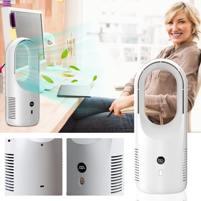 Up to 65% off Vaneless Fan, Floor Mounted Portable Table Fan, Mini Desktop Charging