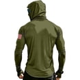 thumbnail image 4 of Zimjoy UPF 50+ Long Sleeve Mens Sun Protection Shirts Fishing Hoodies for Men with Face Mask UV Rash Guard Shirts Army Green 3XL, 4 of 5