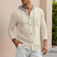 thumbnail image 3 of QSXADF Men's Shirt Jacket Casual Hooded Long Sleeve Button Down Pocketed Relaxed Coat, 3 of 6