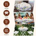 thumbnail image 7 of Hydrangeas Round Tablecloth, Fitted Table Cover with Elastic for 55"-60" Round Tables, Purple Floral Butterfly Leaves Beige Table Cloth Outdoor Indoor Dinning Party Waterproof Tablecloths, 7 of 7
