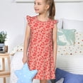 thumbnail image 4 of Balery Red Pretty Flowers Camisón de princesa para niñas, pijama de algodón con mangas abullonadas, suave y bonito.-Medium, 4 of 6