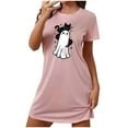 thumbnail image 2 of Somuwie Clearance Large size short Halloween women's nightdress with chest print round neck short sleeves short nightdress, 2 of 5