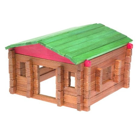 Classic LOG Cabin Playset in Canister 140 Pcs #20001, made in the USA By Roy Toy Manufacturing Ship from (Best Log Cabins In The Us)