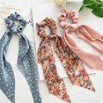 thumbnail image 3 of Fashion Leopard Print Bow Satin Long Ribbon Ponytail Scarf Hair Tie Scrunchies Women Girls Elastic Hair Bands Hair Accessories, 3 of 4