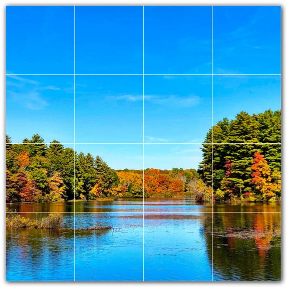 Picture-Tiles.com: Lakes Ceramic Tile Wall Mural WAL500813-44XL. 48"W x 48"H using (16) 12" x 12" Ceramic Tiles-Satin Finish