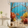 thumbnail image 4 of Starfish Beach Theme Shower Curtain Fabric Tropical Sea Waves Seashell Conch Hawaiian Seaside Scene, Ocean View Cloth Shower Curtains with Hooks for Home Hotel Decor, 4 of 6