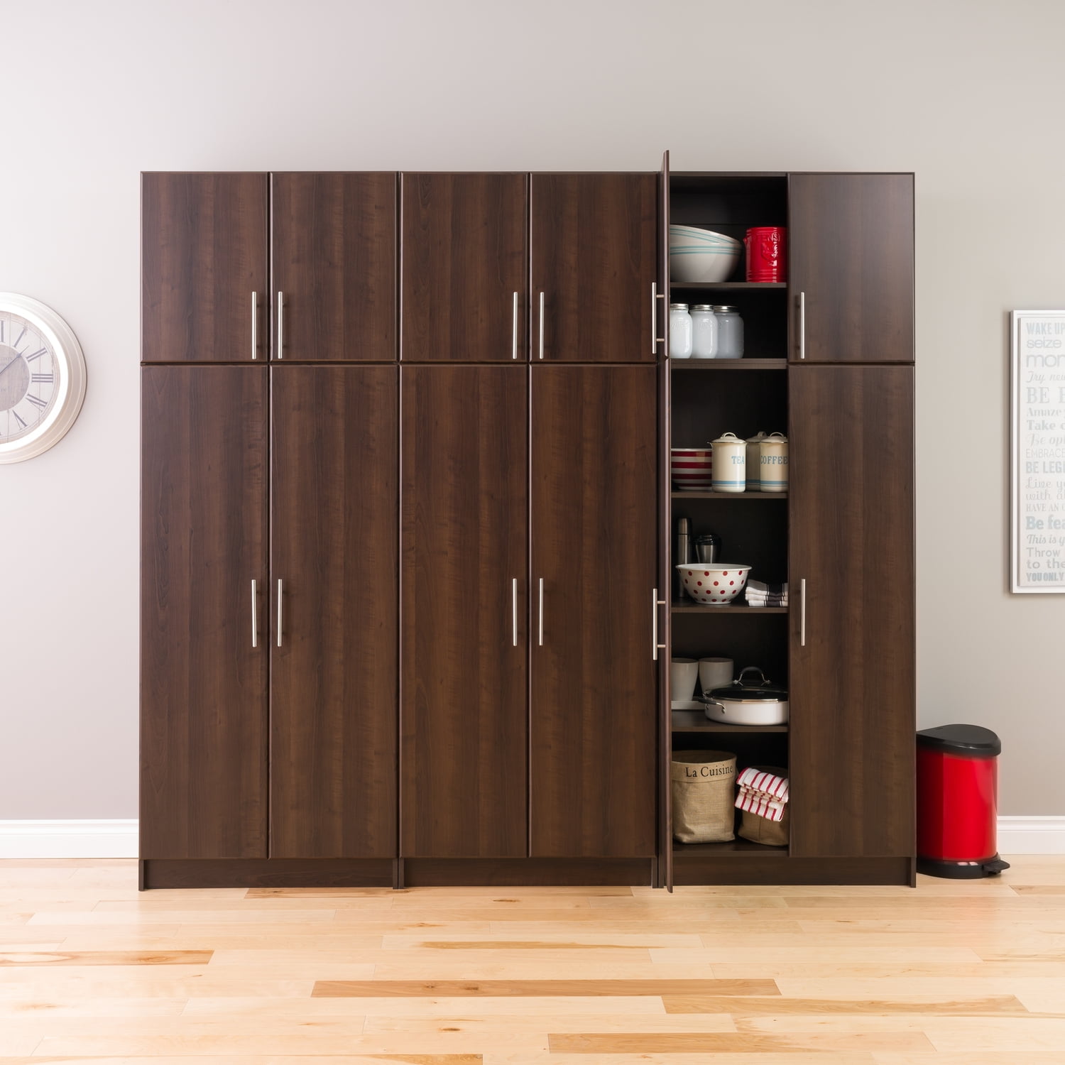 Prepac Elite 96 - Inch Storage Cabinet Set D - 6 pc - Espresso
