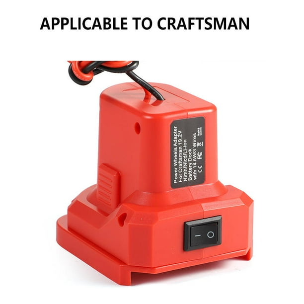 QUNAG DIY Connector Adapter For Ryobi And CRAFTSMAN Tools Lithium Battery 18V With Switch Lead