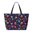 thumbnail image 2 of Rocae rainbow color Skull mushroom for Large Women's Waterproof Beach Bag Tote with 7 Pockets Pool Bag for Travel Gym Vacation, 2 of 6