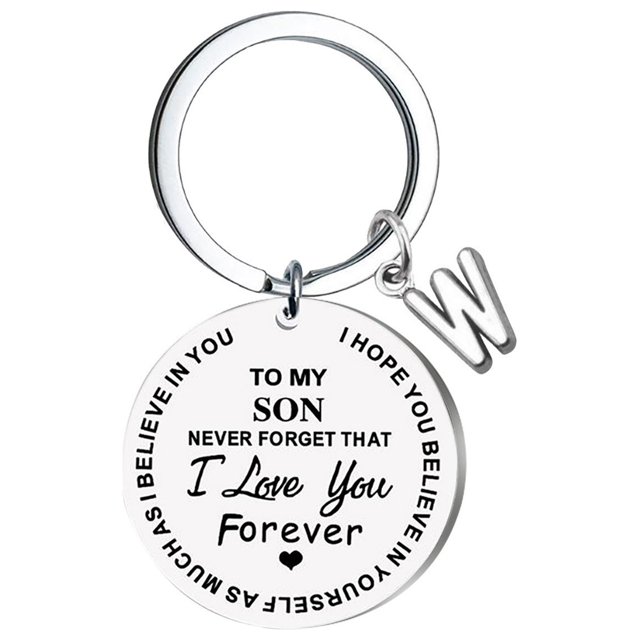 ABPWLY DIY to My SON Stainless Steel Last Name 26 Letter Keychain 2.5cm Clearance Keychain Clip Canada Days Key Ring Key Ring