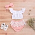 thumbnail image 4 of Guardurnaity Ropa de bebé, conjunto de camiseta de manga corta para niña, pantalones cortos para niña, calzoncillos, diadema conjuntos de ropa Blanco 90cm, 4 of 6