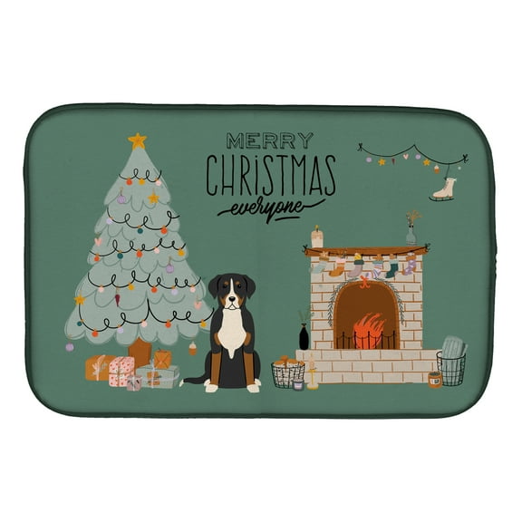 Greater Swiss Mountain Dog Christmas Everyone Dish Drying Mat