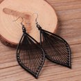 thumbnail image 2 of YLmarket 1 Pairs Eardrop Hollow Out Jewelry Gift Alloy Women Leaf Dangle Hook Earrings for Party Black, 2 of 7