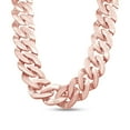 thumbnail image 4 of 47.20 Ct Round Cut Lab Created Moissanite Diamond 18MM Two Row Cuban Link Chain Necklace For Men In 14k Rose Gold Over 925 Sterling Silver, 24" Length, Color : G-H, Clarity : VVS1, 4 of 5