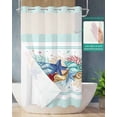 thumbnail image 2 of No Hook Shower Curtain with Snap in Liner, Blue Summer Ocean Shell Starfish Pattern Hotel Shower Curtains for Bathroom, Washable Shower Curtain Liner Set with Mesh Top Window, 36"x72", 2 of 6